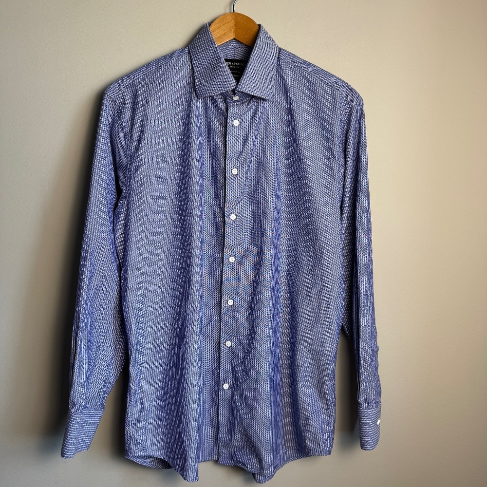 Spier & Mackay Handmade Men's Pinstripe Long‎ Sleeve Button Up Shirt Purple 16.5